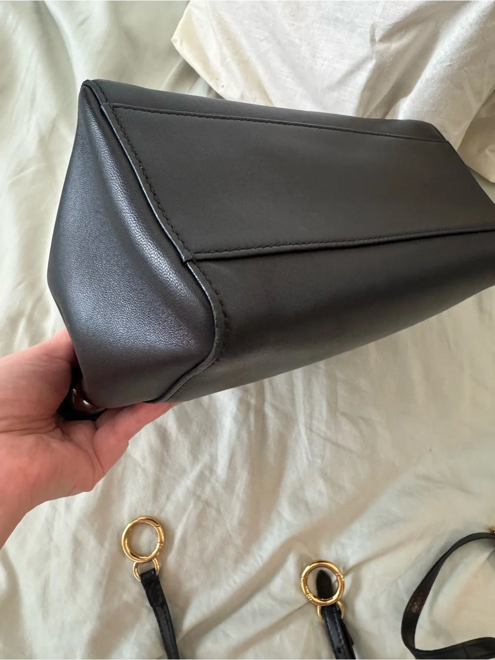 Fendi Black Mini 23cm Peekaboo Shoulder Bag Calfskin Leather